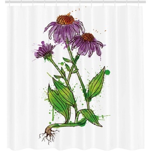 image:imageAmbesonne Modern Shower Curtain Abstract Space Harmony Rounds and Circle Lines with Leafy Orbits Boho Cloth Fabric Bathroom Decor Set with Hooks 69 W x 70 L Pale Mustard Dark BrownPurple Green White