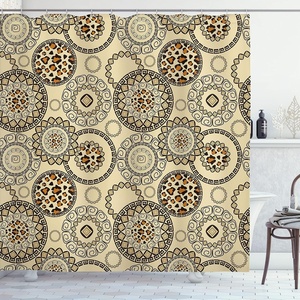 image:imageAmbesonne Orange Shower Curtain Triangle Mosaic Shapes and Patterns with Abstract Pixel Effect Photo Background Cloth Fabric for Bathroom Home Decor Set with Hooks 69 W x 70 L Ginger OrangeBeige Brown