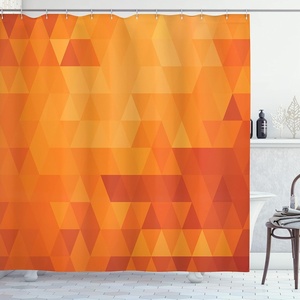 image:imageAmbesonne Orange Shower Curtain Triangle Mosaic Shapes and Patterns with Abstract Pixel Effect Photo Background Cloth Fabric for Bathroom Home Decor Set with Hooks 69 W x 70 L Ginger OrangeGinger Orange