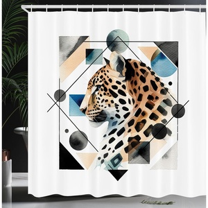 image:imageAmbesonne Pink Shower Curtain Blushy Fashion of Abstract Geometric Triangle Pattern with Stripes and Dots Cloth Fabric Bathroom Decor Set with Hooks 69 W x 70 L Blush White Dark GreyBrown White and Blue