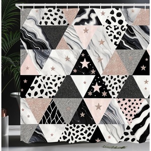 image:imageAmbesonne Pink Shower Curtain Blushy Fashion of Abstract Geometric Triangle Pattern with Stripes and Dots Cloth Fabric Bathroom Decor Set with Hooks 69 W x 70 L Blush White Dark GreyDimgray Pale Taupe Rose