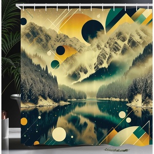 image:imageAmbesonne Pink Shower Curtain Blushy Fashion of Abstract Geometric Triangle Pattern with Stripes and Dots Cloth Fabric Bathroom Decor Set with Hooks 69 W x 70 L Blush White Dark GreyEmerald Pale Green Amber
