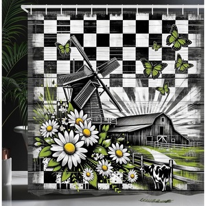 image:imageAmbesonne Western Shower Curtain Country Theme Hand Drawn Illustration of American Wild West Desert with Cowboys Cloth Fabric Bathroom Decor Set with Hooks 69 W x 75 L Umber CreamOff White Charcoal Grey