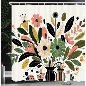 image:imageAmbesonne Western Shower Curtain Country Theme Hand Drawn Illustration of American Wild West Desert with Cowboys Cloth Fabric Bathroom Decor Set with Hooks 69 W x 75 L Umber CreamCoral Evergreen and Black