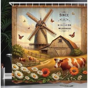 image:imageAmbesonne Western Shower Curtain Country Theme Hand Drawn Illustration of American Wild West Desert with Cowboys Cloth Fabric Bathroom Decor Set with Hooks 69 W x 75 L Umber CreamAmber Off White Green