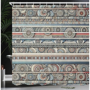 image:imageAmbesonne Western Shower Curtain Country Theme Hand Drawn Illustration of American Wild West Desert with Cowboys Cloth Fabric Bathroom Decor Set with Hooks 69 W x 75 L Umber CreamPale Blue Grey Pale Taupe