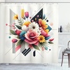 image:imageAmbesonne Southwestern Decor Shower Curtain Ethnic Motifs Illustration of a Zigzags Design Drawing Printed Art for Bath Cloth Fabric Home Bathroom Accent Set with Hooks 69 W x 70 L Soft YellowRose Eggshell