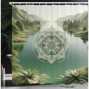 image:imageAmbesonne Southwestern Shower Curtain Folkloric Concept Zigzag Ethnic Ornaments Cultural Inspirations Cloth Fabric Bathroom Decor Set with Hooks 69 W x 70 L Slate Blue Ruby Off WhiteSlate Brown Dusk Teal