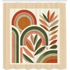image:imageAmbesonne Monstera Shower Curtain Triangular Geometric Shapes with Leaves on a Cloudy and Dreamy Back Cloth Fabric Bathroom Decor Set with Hooks 69 W x 75 L Camel Grey and Fern GreenDark Rust Beige Green