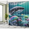 image:imageAmbesonne Monstera Shower Curtain Triangular Geometric Shapes with Leaves on a Cloudy and Dreamy Back Cloth Fabric Bathroom Decor Set with Hooks 69 W x 75 L Camel Grey and Fern GreenTeal Multicolor