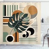 image:imageAmbesonne Monstera Shower Curtain Triangular Geometric Shapes with Leaves on a Cloudy and Dreamy Back Cloth Fabric Bathroom Decor Set with Hooks 69 W x 75 L Camel Grey and Fern GreenEvergreen Sepia Dusk