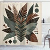 image:imageAmbesonne Monstera Shower Curtain Triangular Geometric Shapes with Leaves on a Cloudy and Dreamy Back Cloth Fabric Bathroom Decor Set with Hooks 69 W x 75 L Camel Grey and Fern GreenEvergreen Sage Green Fawn