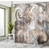 image:imageAmbesonne Monstera Shower Curtain Triangular Geometric Shapes with Leaves on a Cloudy and Dreamy Back Cloth Fabric Bathroom Decor Set with Hooks 69 W x 75 L Camel Grey and Fern GreenSand Brown and Pale Grey