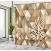 image:imageAmbesonne Monstera Shower Curtain Triangular Geometric Shapes with Leaves on a Cloudy and Dreamy Back Cloth Fabric Bathroom Decor Set with Hooks 69 W x 75 L Camel Grey and Fern GreenCocoa Sepia and Reseda Green