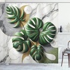 image:imageAmbesonne Monstera Shower Curtain Triangular Geometric Shapes with Leaves on a Cloudy and Dreamy Back Cloth Fabric Bathroom Decor Set with Hooks 69 W x 75 L Camel Grey and Fern GreenPale Grey Fern Green