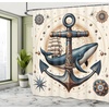 image:imageAmbesonne Monstera Shower Curtain Triangular Geometric Shapes with Leaves on a Cloudy and Dreamy Back Cloth Fabric Bathroom Decor Set with Hooks 69 W x 75 L Camel Grey and Fern GreenDark Teal Redwood Ivory