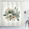 image:imageAmbesonne Monstera Shower Curtain Triangular Geometric Shapes with Leaves on a Cloudy and Dreamy Back Cloth Fabric Bathroom Decor Set with Hooks 69 W x 75 L Camel Grey and Fern GreenPale Sage Green Coconut