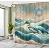 image:imageAmbesonne Monstera Shower Curtain Triangular Geometric Shapes with Leaves on a Cloudy and Dreamy Back Cloth Fabric Bathroom Decor Set with Hooks 69 W x 75 L Camel Grey and Fern GreenTeal Ecru Blue