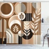 image:imageAmbesonne Monstera Shower Curtain Triangular Geometric Shapes with Leaves on a Cloudy and Dreamy Back Cloth Fabric Bathroom Decor Set with Hooks 69 W x 75 L Camel Grey and Fern GreenDark Cocoa Pale Brown