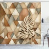 image:imageAmbesonne Monstera Shower Curtain Triangular Geometric Shapes with Leaves on a Cloudy and Dreamy Back Cloth Fabric Bathroom Decor Set with Hooks 69 W x 75 L Camel Grey and Fern GreenCocoa Sepia and Reseda Green
