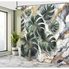 image:imageAmbesonne Monstera Shower Curtain Triangular Geometric Shapes with Leaves on a Cloudy and Dreamy Back Cloth Fabric Bathroom Decor Set with Hooks 69 W x 75 L Camel Grey and Fern GreenDark Green Dimgray