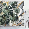 image:imageAmbesonne Monstera Shower Curtain Triangular Geometric Shapes with Leaves on a Cloudy and Dreamy Back Cloth Fabric Bathroom Decor Set with Hooks 69 W x 75 L Camel Grey and Fern GreenDark Green Dimgray