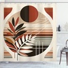 image:imageAmbesonne Monstera Shower Curtain Triangular Geometric Shapes with Leaves on a Cloudy and Dreamy Back Cloth Fabric Bathroom Decor Set with Hooks 69 W x 75 L Camel Grey and Fern GreenRedbrown Dusk Black