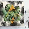 image:imageAmbesonne Monstera Shower Curtain Triangular Geometric Shapes with Leaves on a Cloudy and Dreamy Back Cloth Fabric Bathroom Decor Set with Hooks 69 W x 75 L Camel Grey and Fern GreenCamel Grey and Fern Green