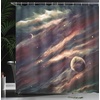 image:imageAmbesonne Outer Space Shower Curtain Planets Over Nebula Gas Cloud Space Galaxy Star Illustration Cloth Fabric Bathroom Decor Set with Hooks 69 W x 84 L Dried Rose Ivory