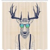 image:imageAmbesonne Antlers Shower Curtain Illustration of Deer Dressed up Like Cool Hipster Fashion Creative Fun Animal Cloth Fabric Bathroom Decor Set with Hooks 69 W x 84 L Beige Dark Blue