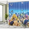 image:imageAmbesonne Fish Shower Curtain Underwater Sea World Scene Goldfish Starfish and Jellyfish Depth Diving Concept Cloth Fabric Bathroom Decor Set with Hooks 69 W x 70 L Turquoise