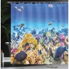 image:imageAmbesonne Fish Shower Curtain Underwater Sea World Scene Goldfish Starfish and Jellyfish Depth Diving Concept Cloth Fabric Bathroom Decor Set with Hooks 69 W x 70 L Turquoise