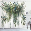 image:imageAmbesonne Green Shower Curtain Futuristic Design of Poppy Flowers with Dreamy Petals and Scandi Lines Cloth Fabric Bathroom Decor Set with Hooks 69 W x 70 L Blue Grey Dark Cadet BlueGreen Blue and White