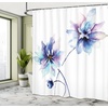 image:imageAmbesonne Green Shower Curtain Futuristic Design of Poppy Flowers with Dreamy Petals and Scandi Lines Cloth Fabric Bathroom Decor Set with Hooks 69 W x 70 L Blue Grey Dark Cadet BlueWhite Purple