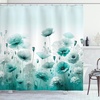 image:imageAmbesonne Green Shower Curtain Futuristic Design of Poppy Flowers with Dreamy Petals and Scandi Lines Cloth Fabric Bathroom Decor Set with Hooks 69 W x 70 L Blue Grey Dark Cadet BlueMint Green Seafoam White