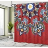 image:imageAmbesonne Green Shower Curtain Futuristic Design of Poppy Flowers with Dreamy Petals and Scandi Lines Cloth Fabric Bathroom Decor Set with Hooks 69 W x 70 L Blue Grey Dark Cadet BlueRed