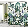 image:imageAmbesonne Green Shower Curtain Futuristic Design of Poppy Flowers with Dreamy Petals and Scandi Lines Cloth Fabric Bathroom Decor Set with Hooks 69 W x 70 L Blue Grey Dark Cadet BlueSeafoam Jade Green Ivory