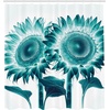 image:imageAmbesonne Green Shower Curtain Futuristic Design of Poppy Flowers with Dreamy Petals and Scandi Lines Cloth Fabric Bathroom Decor Set with Hooks 69 W x 70 L Blue Grey Dark Cadet BlueSeafoam Petrol Blue White