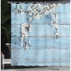image:imageAmbesonne Green Shower Curtain Futuristic Design of Poppy Flowers with Dreamy Petals and Scandi Lines Cloth Fabric Bathroom Decor Set with Hooks 69 W x 70 L Blue Grey Dark Cadet BlueWhite Pale Blue