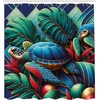 image:imageAmbesonne Green Shower Curtain Futuristic Design of Poppy Flowers with Dreamy Petals and Scandi Lines Cloth Fabric Bathroom Decor Set with Hooks 69 W x 70 L Blue Grey Dark Cadet BlueTeal Vermilion and Blue