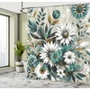 image:imageAmbesonne Green Shower Curtain Futuristic Design of Poppy Flowers with Dreamy Petals and Scandi Lines Cloth Fabric Bathroom Decor Set with Hooks 69 W x 70 L Blue Grey Dark Cadet BlueSea Green Pale Mustard