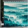 image:imageAmbesonne Green Shower Curtain Futuristic Design of Poppy Flowers with Dreamy Petals and Scandi Lines Cloth Fabric Bathroom Decor Set with Hooks 69 W x 70 L Blue Grey Dark Cadet BlueDark Seafoam Dark Teal