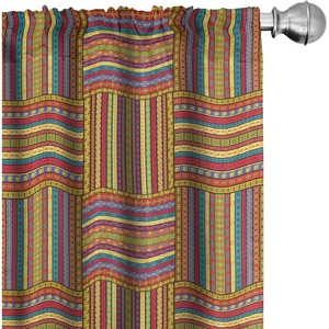 image:imageAmbesonne African Curtains Random Doodles Pattern Herringbone Indigenous Art Folk Features Window Treatments 2 Panel Set for Living Room Bedroom Pair of  28 x 63 Marigold MustardYellow Red