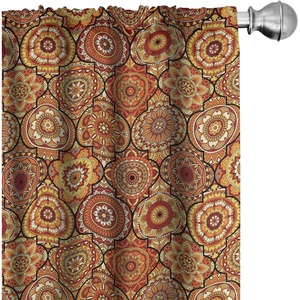image:imageAmbesonne Bohemian Curtains Ethnic Pattern with Paisley Forms and Botanical Details Grunge Tribal Window Treatments 2 Panel Set for Living Room Bedroom Pair of  28 x 95 Khaki Pale Rust AmberOrange Yellow