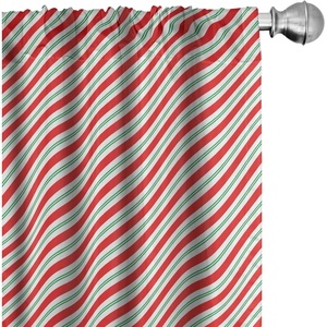 image:imageAmbesonne Candy Cane Window Curtains Pack of 2 Bicolor Stripes and Lines Traditional Design Seasonal Pattern Lightweight Set with Rod Pocket 4 Panels of  28 x 63 Red Fern Green White