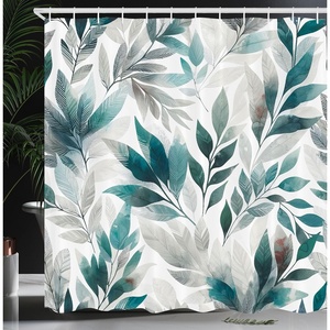 image:imageAmbesonne Green Shower Curtain Futuristic Design of Poppy Flowers with Dreamy Petals and Scandi Lines Cloth Fabric Bathroom Decor Set with Hooks 69 W x 70 L Blue Grey Dark Cadet BluePurpleblue Petrol Blue