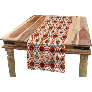 image:imageAmbesonne Tribal Table Runner Prehistoric Traditional Aztec Folk Motif with Geometric Triangles Native Design Dining Room Kitchen Rectangular Runner 16 X 72 Cream TealCream Teal