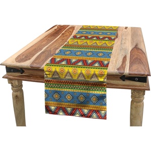 image:imageAmbesonne Tribal Table Runner Prehistoric Traditional Aztec Folk Motif with Geometric Triangles Native Design Dining Room Kitchen Rectangular Runner 16 X 72 Cream TealBeige Blue