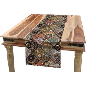 image:imageAmbesonne Tribal Table Runner Prehistoric Traditional Aztec Folk Motif with Geometric Triangles Native Design Dining Room Kitchen Rectangular Runner 16 X 72 Cream TealChocolate Peach