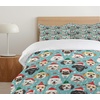 image:imageAmbesonne Christmas Duvet Cover Set Whimsical Happy Dogs and Puppies with Santas Hat Illustration Print Decorative 2 Piece Bedding Set with 1 Pillow Sham Twin Size Seafoam Vermilion GreenSeafoam Vermilion Green